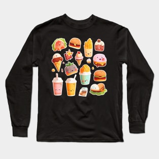 #11 Cute happy food sticker pack Long Sleeve T-Shirt